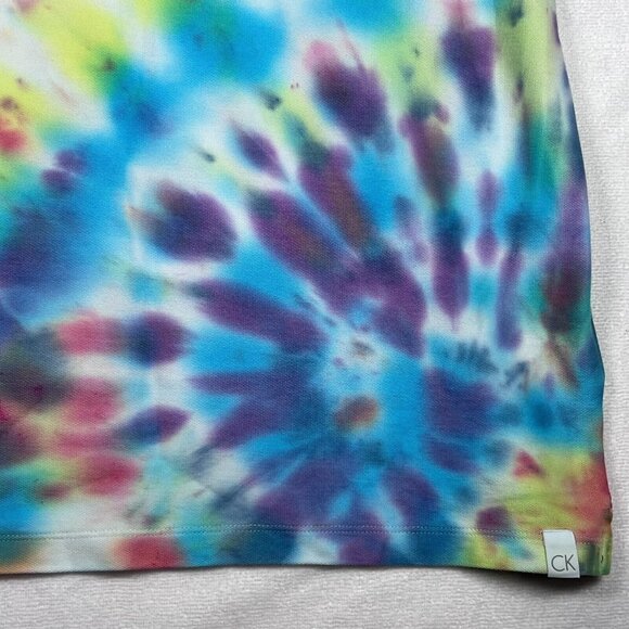 Calvin Klein Tie Dye Polo Shirt Womens LG Short Sleeve 90s - Picture 10 of 15